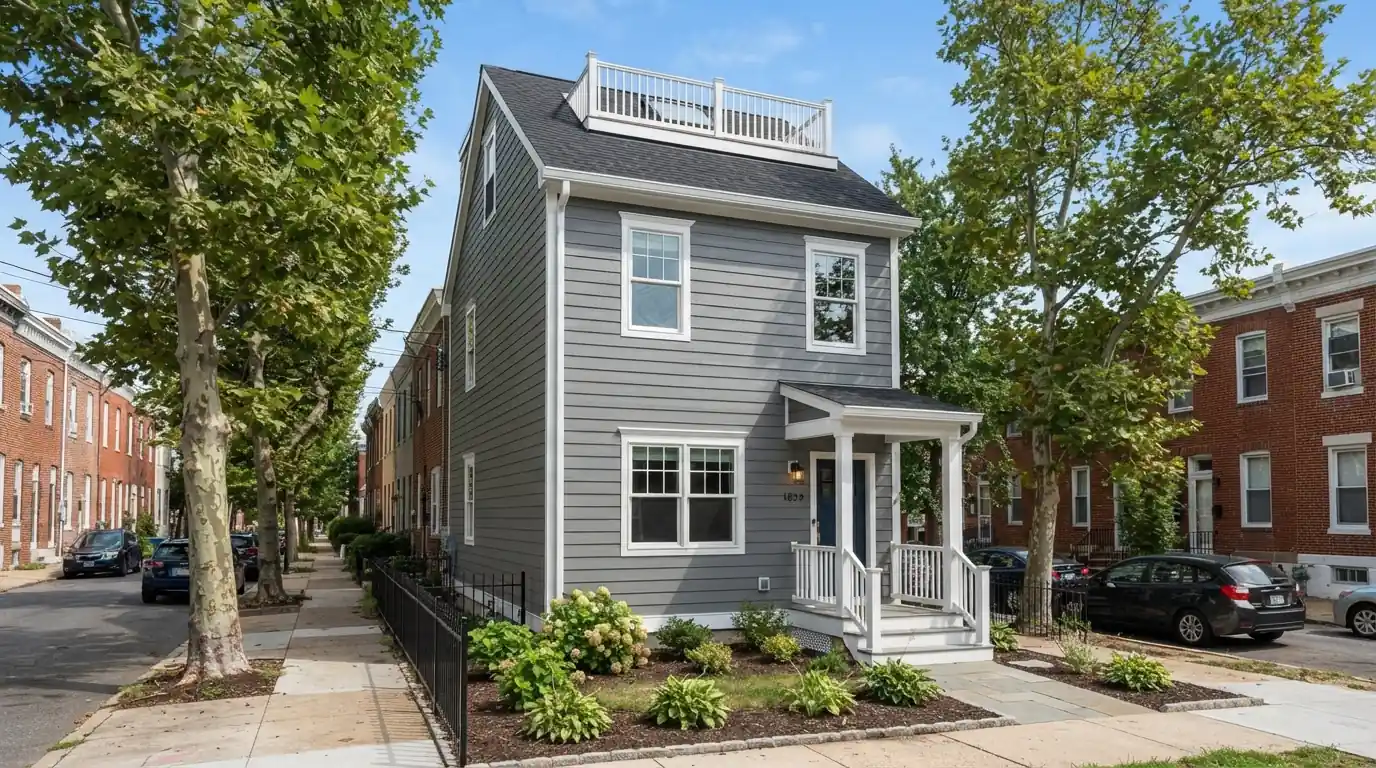 New fiber cement lap siding with white trim