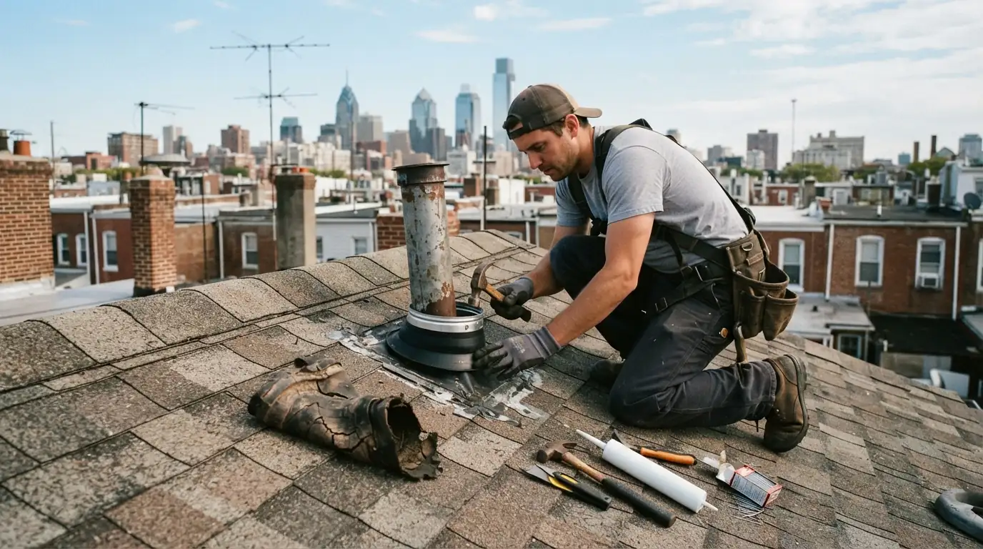 Pipe boot replaced as a repair before certification