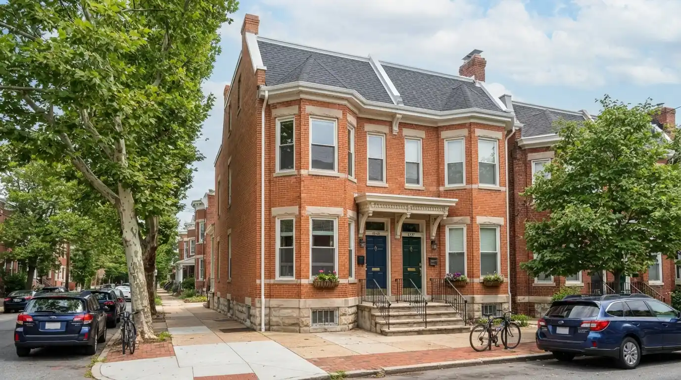 Converted twin duplex with a new shingle roof